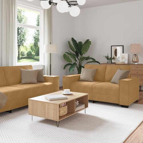 3 personers sofa med hynder velour brun