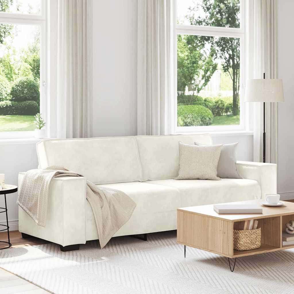 3-personers sofa 180 cm fløjl cremefarvet billede