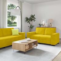 3 personers sofa med hynder velour gul