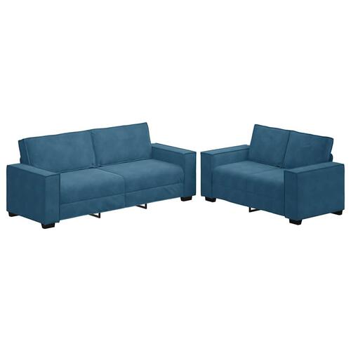 2 personers sofa med hynder velour blå
