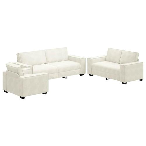 3 personers sofa med hynder velour cremefarvet