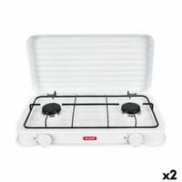 gaskomfur Algon Med låg Hvid 4400 W 55 x 7 x 32 cm (2 enheder)