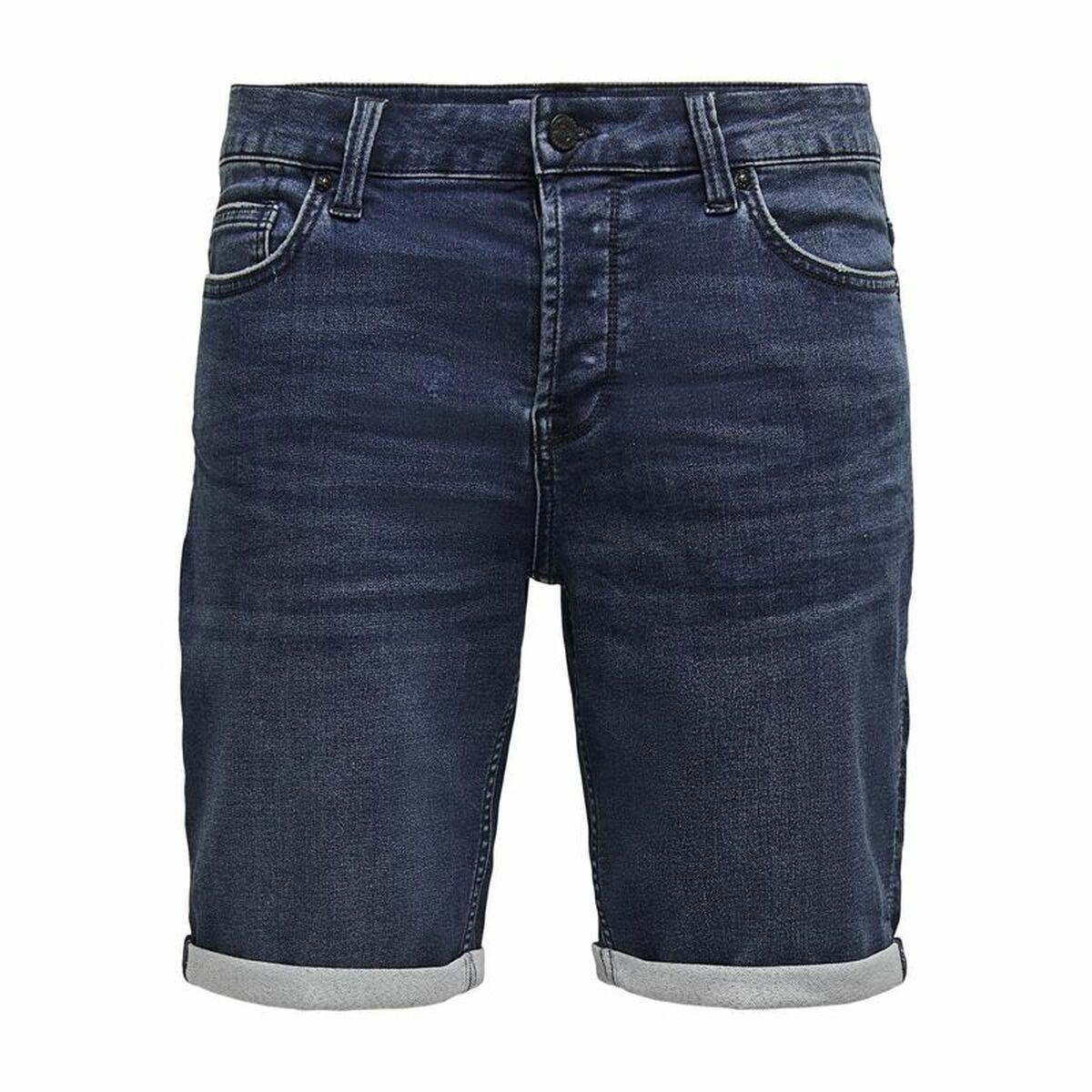 Only & Sons jeansshorts til mænd - Regular D Blue 8582, Blå, XL