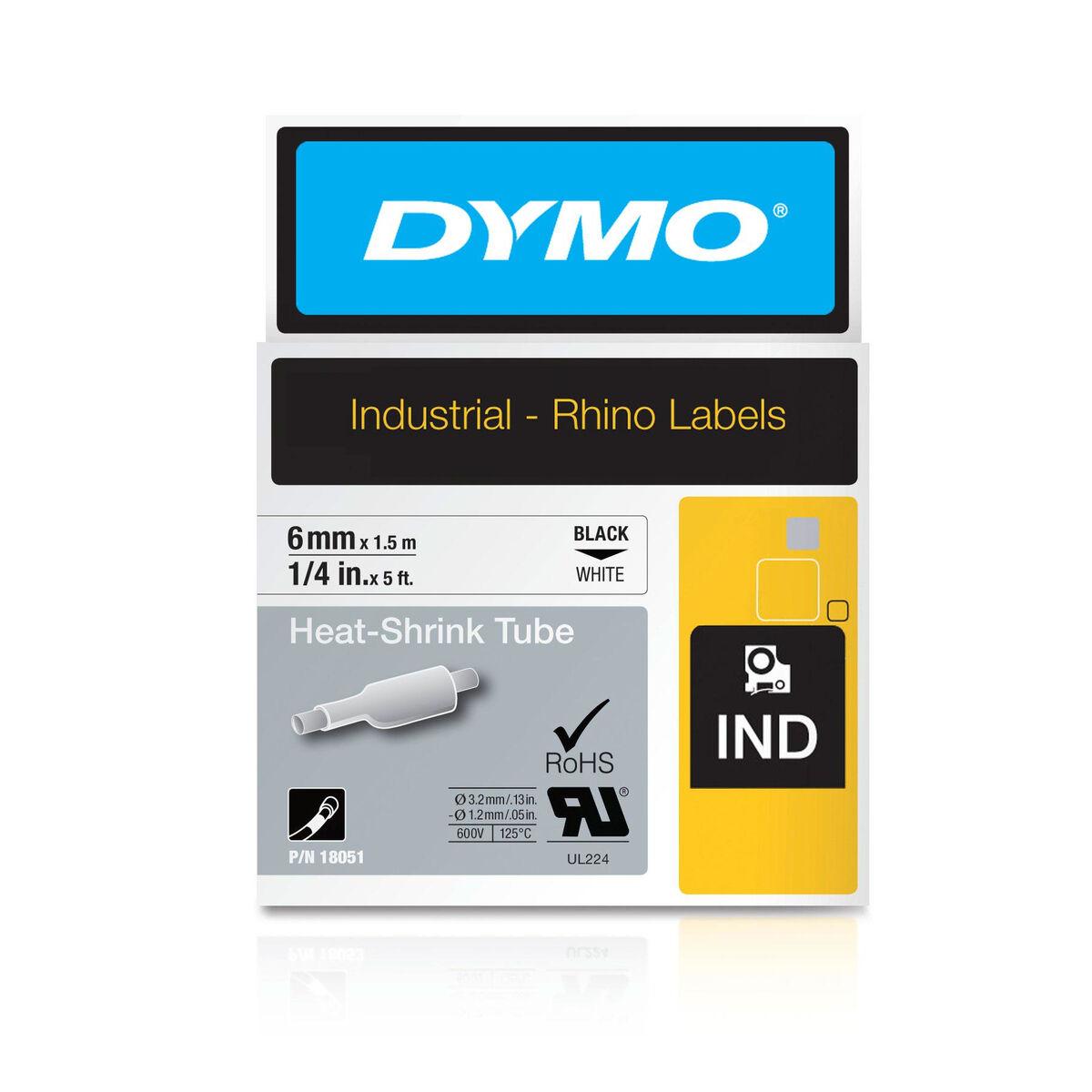 Dymo lamineret krympeflex-tape ID1-6 6 mm - hvid