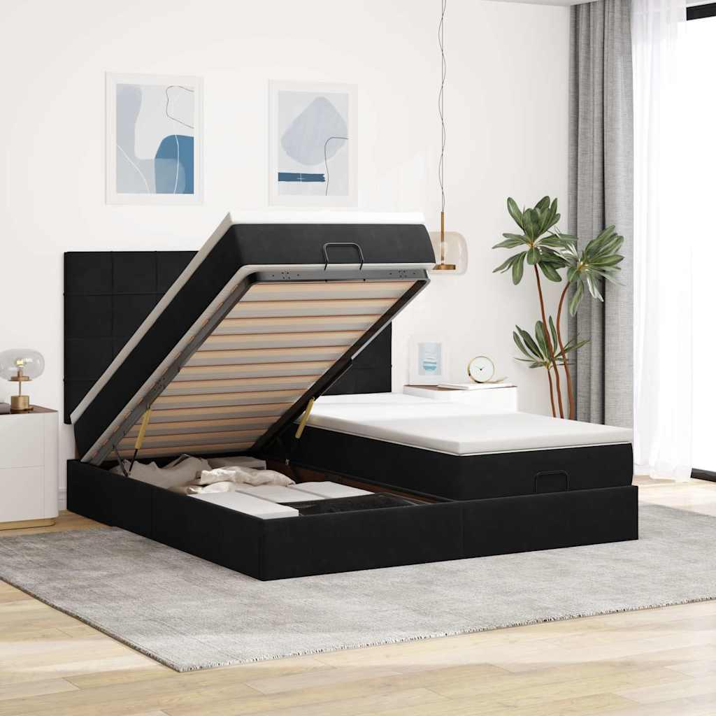 Osmannisk sengeramme med madrasser 180x200 cm fløjl sort billede