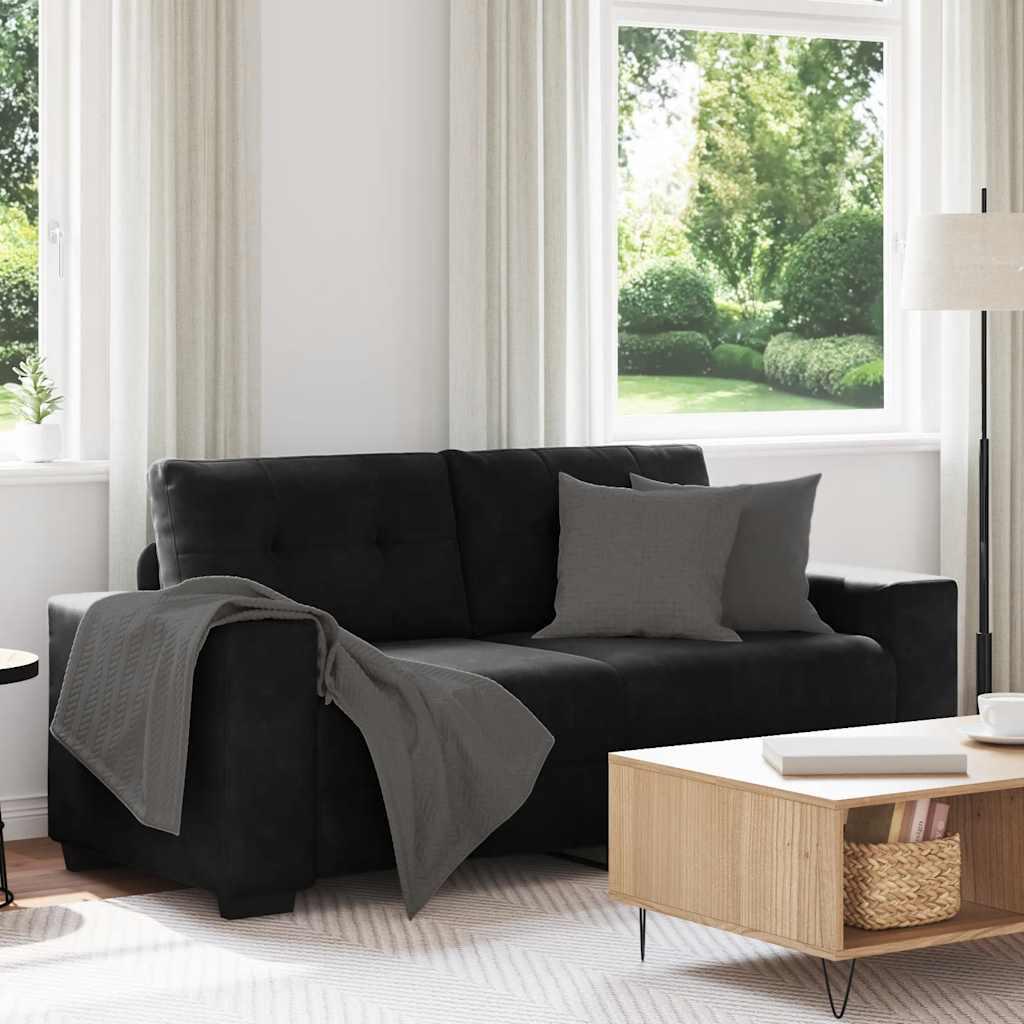 Elskovssofa 140 cm fløjl sort