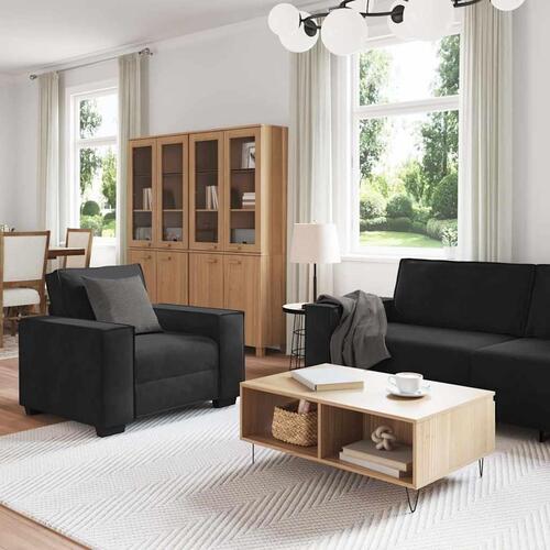 3 personers sofa med hynder velour sort