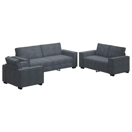 3 personers sofa med hynder velour mørkegrå