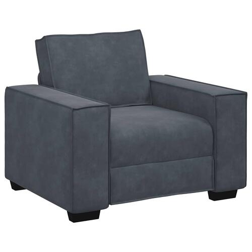 3 personers sofa med hynder velour mørkegrå