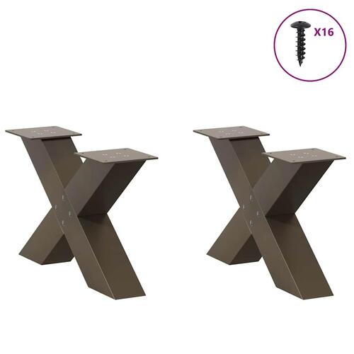 Sofabordben X-formet 2 stk. naturstål 50x(30-31) cm stål