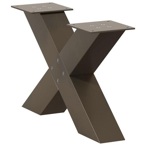 Sofabordben X-formet 2 stk. naturstål 50x(30-31) cm stål