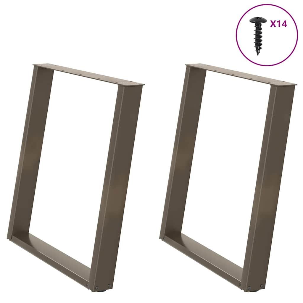 Spisebordsben U-formet 2 stk. naturstål 80x(72-73) cm stål