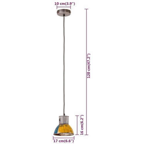 Industriel hængelampe 17 cm E27 25 W rund flerfarvet
