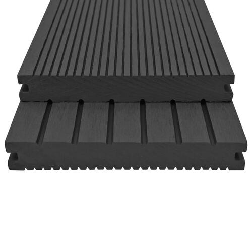 Massive terrassebrædder med tilbehør WPC 26 m² 2,2 m sort