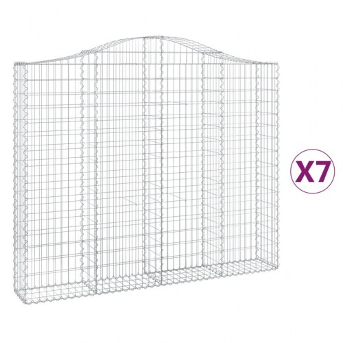 Buede gabionkurve 7 stk. 200x30x160/180 cm galvaniseret jern