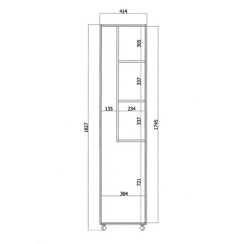 Kosteskab Alexandra House Living Hvid Træ MDP 42 x 183 x 41 cm 1 dør Vendbar Med hjul (OUTLET D)