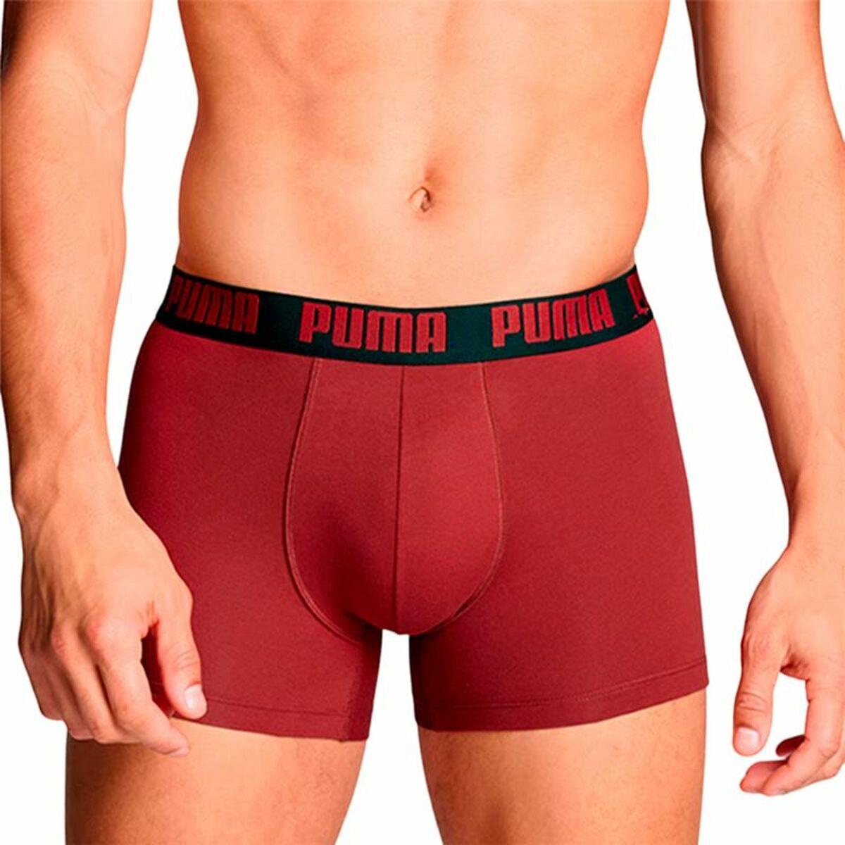 Puma boxershorts til mænd - burgundy rød (S), 2-pak