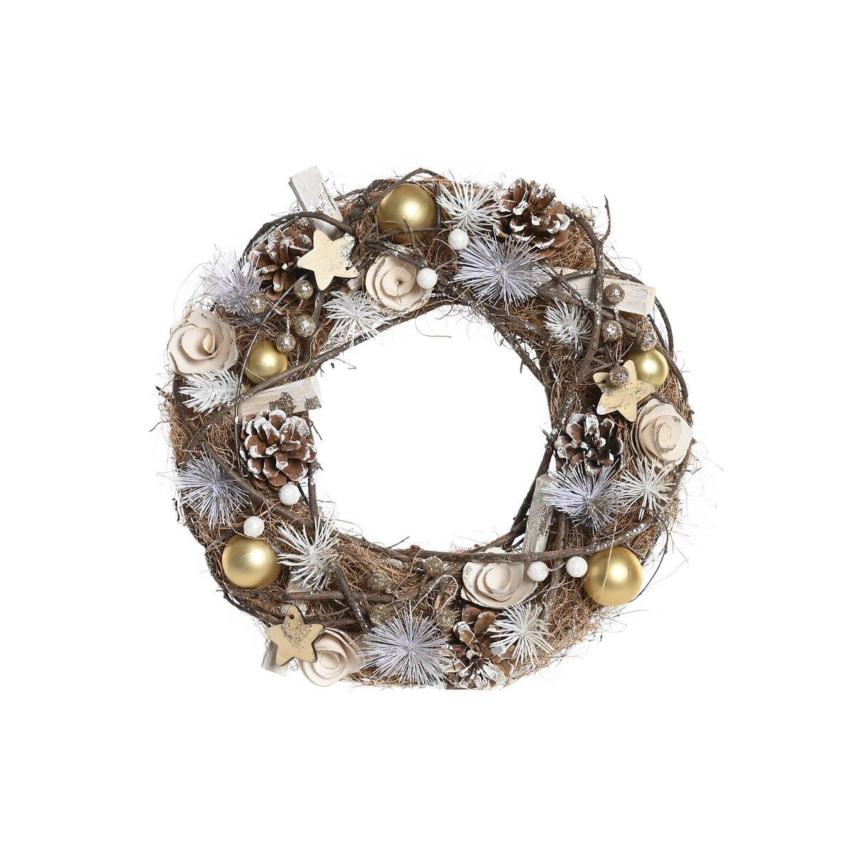 Adventskrans - Natur, gylden/brun, 34 cm