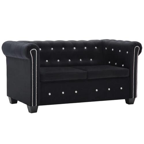 2-personers chesterfieldsofa fløjlsbeklædning 146 x 75 x 72 sort