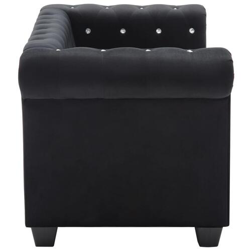 2-personers chesterfieldsofa fløjlsbeklædning 146 x 75 x 72 sort