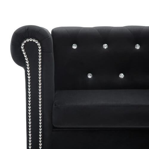2-personers chesterfieldsofa fløjlsbeklædning 146 x 75 x 72 sort