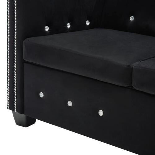 2-personers chesterfieldsofa fløjlsbeklædning 146 x 75 x 72 sort