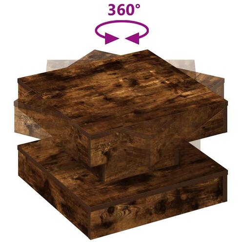 Sofabord 360 grader drejeligt 50x50x34,5 cm røget egetræsfarve
