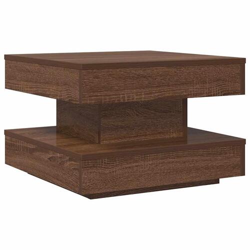 Sofabord 360 grader drejeligt 50x50x34,5 cm brun egetræ