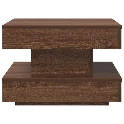 Sofabord 360 grader drejeligt 50x50x34,5 cm brun egetræ