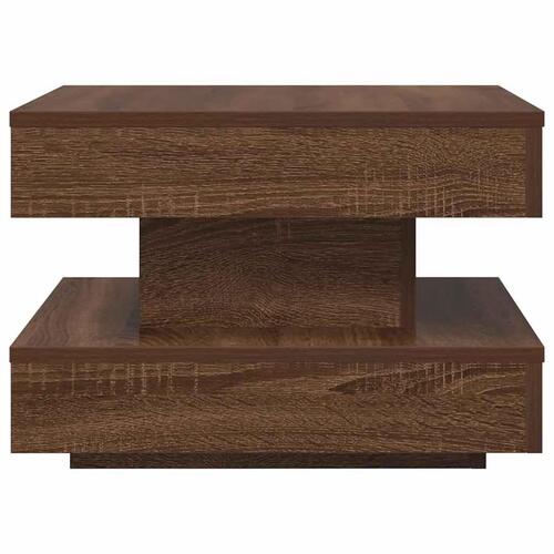 Sofabord 360 grader drejeligt 50x50x34,5 cm brun egetræ