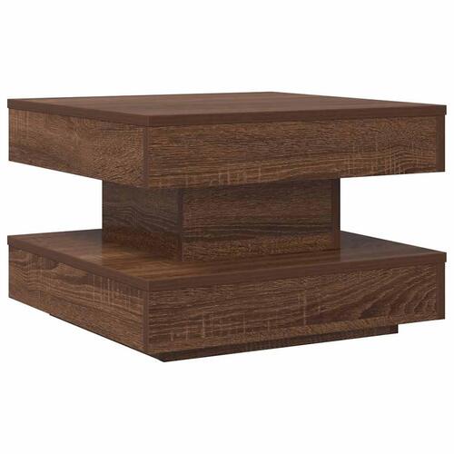 Sofabord 360 grader drejeligt 50x50x34,5 cm brun egetræ