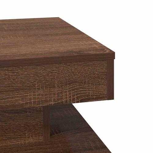 Sofabord 360 grader drejeligt 50x50x34,5 cm brun egetræ