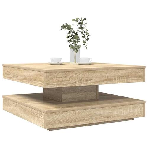 Sofabord 360 grader drejeligt 70x70x34,5 cm sonoma-eg