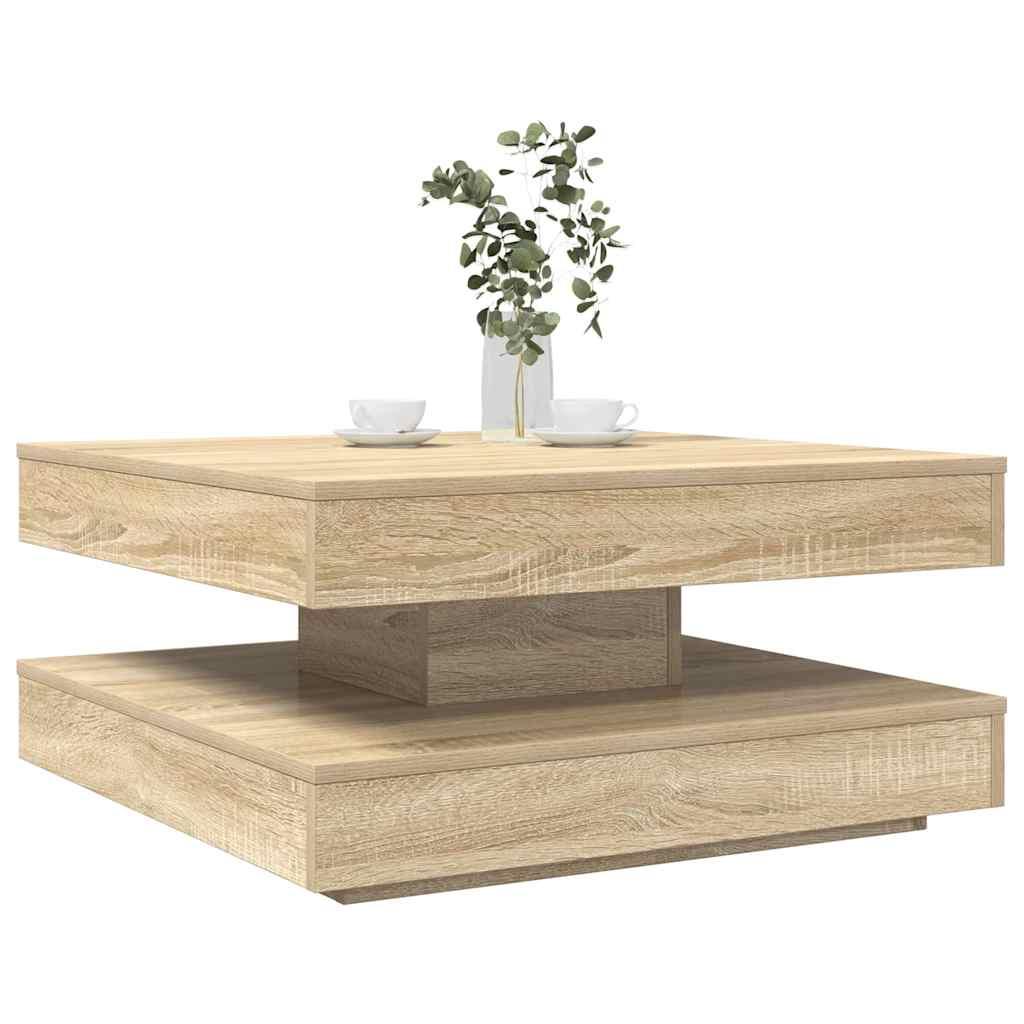 Sofabord 360 grader drejeligt 70x70x34,5 cm sonoma-eg
