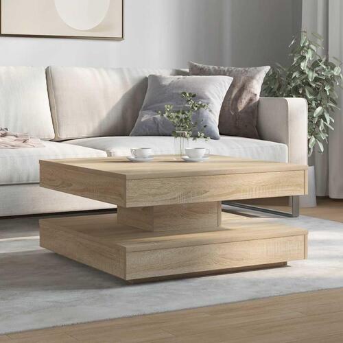 Sofabord 360 grader drejeligt 70x70x34,5 cm sonoma-eg