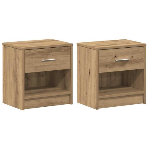 Sengeborde 2 stk. med skuffe 39x28x41 cm kunsteg
