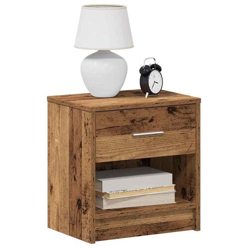 Sengeborde 2 stk. med skuffe 39x28x41 cm antikt træ