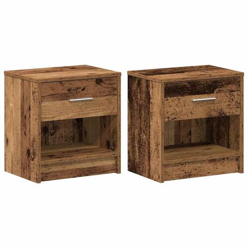 Sengeborde 2 stk. med skuffe 39x28x41 cm antikt træ