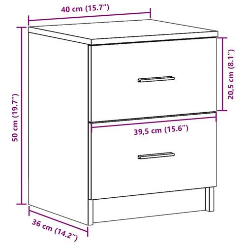 Sengebord med 2 skuffer 40x36x50 cm hvid