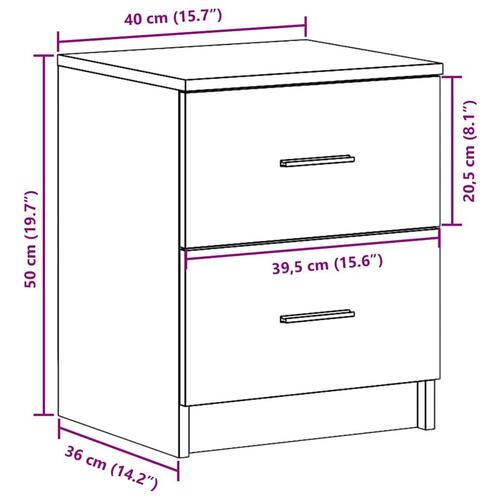 Sengebord med 2 skuffer 40x36x50 cm sort