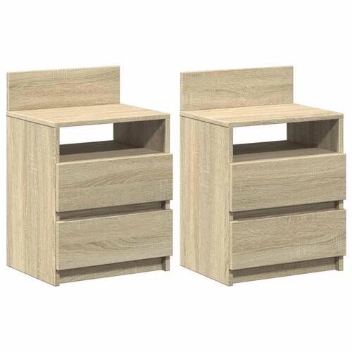 Sengeborde 2 stk. med 2 skuffer 40x33x60 cm sonoma-eg