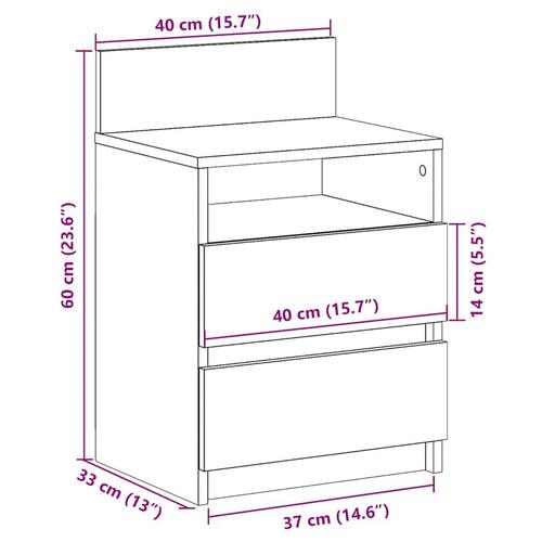Sengeborde 2 stk. med 2 skuffer 40x33x60 cm sonoma-eg