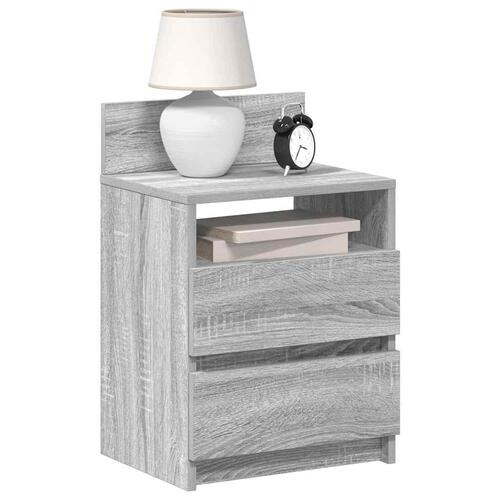 Sengeborde 2 stk. med 2 skuffer 40x33x60 cm grå sonoma-eg