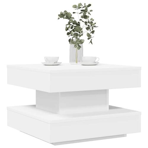 Sofabord 360 grader drejeligt 50x50x34,5 cm hvid