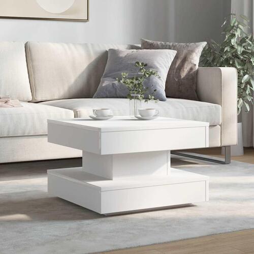 Sofabord 360 grader drejeligt 50x50x34,5 cm hvid