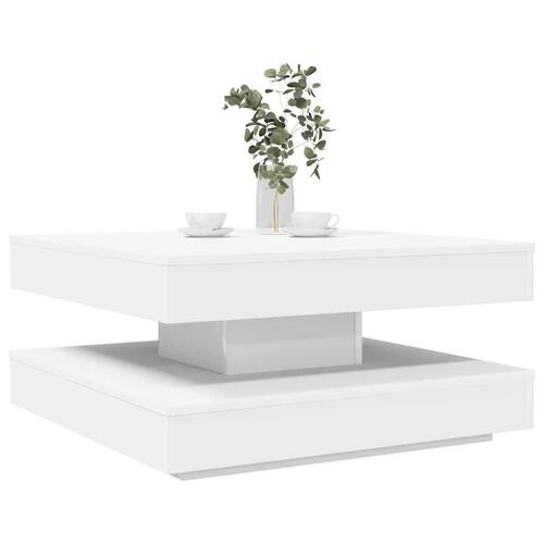 Sofabord 360 grader drejeligt 70x70x34,5 cm hvid