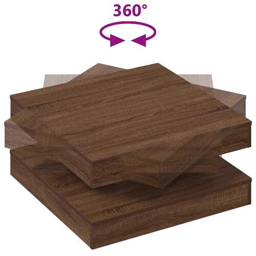 Sofabord 360 grader drejeligt 70x70x34,5 cm brun egetræ