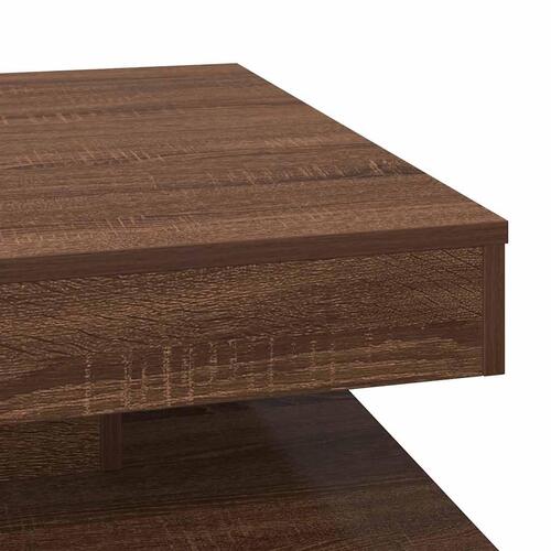 Sofabord 360 grader drejeligt 70x70x34,5 cm brun egetræ
