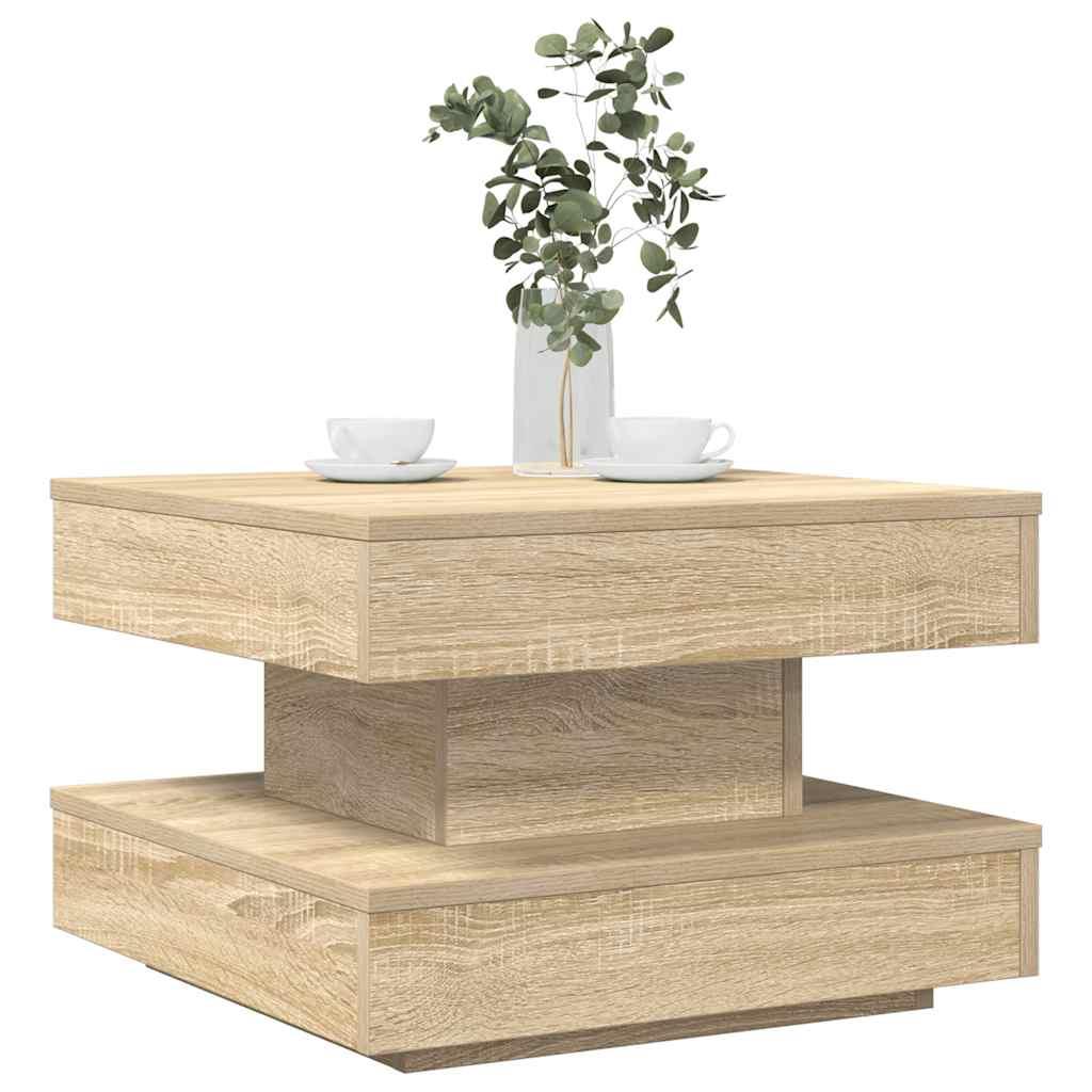 Sofabord 360 grader drejeligt 50x50x34,5 cm sonoma-eg