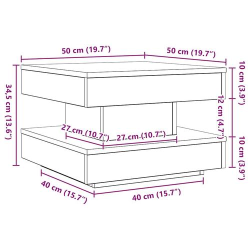 Sofabord 360 grader drejeligt 50x50x34,5 cm sonoma-eg